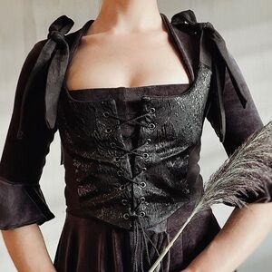 Nuit Clothing Atelier Floating Leaves Jacquard Corset Vest Top